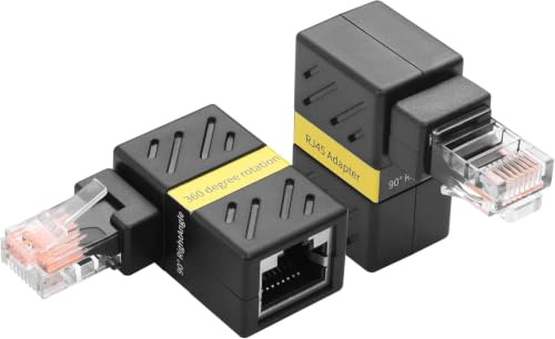 YAODHAOD 360 Grad Ethernet Adapter Gigabit-90-Grad-Winkel,drehbarer Adapter RJ45 8P8C 1000Mbps CAT5-CAT6-Verlängerungsadapter für LAN Ethernet Netzwerk