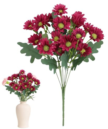 Celuicion Künstliche, künstlicher Blumenstrauß aus Kamille, Tischdekoration für Haus, Garten, Büro, Hotel, Blumentopf, Wohnzimmer, Terrasse, Korb,