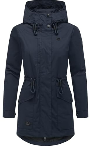 Ragwear leichte Damen wasserdichte Übergangsjacke kurze Jacke mit Taillenzugband und verstellbarer Kapuze Alysa YOUMODO XS-6XL