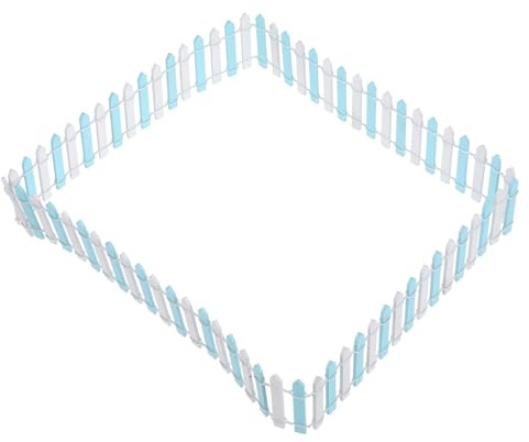 Gogogmee Miniaturzaun Gartenzaun Begrenzung Kleiner Gartenzaun 5x90cm Hellblau Weiß Terrassendeko Kleiner Gartendekoration für Sukkulenten und Rasenflächen