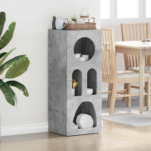 Ziaphsol Sideboard Beton Grau, 40x35x100,5 cm, Holzwerkstoff, modernes Design, vielseitiger Stauraum für Esszimmer, Wohnzimmer