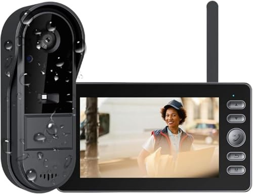 TKMARS Wireless Doorbell Camera Outdoor Waterproof, 1080P Video Door Phone with 4.3'' IPS Screen, 2-Way Audio Video Intercom No WiFi or App Needed, 170° Night Vision, Doorbell for Home