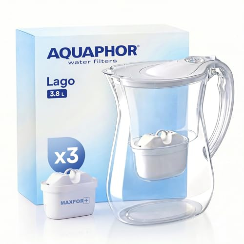 AQUAPHOR Water Filter Jug Lago White 3.8L with 3 x Maxfor+ Cartridges