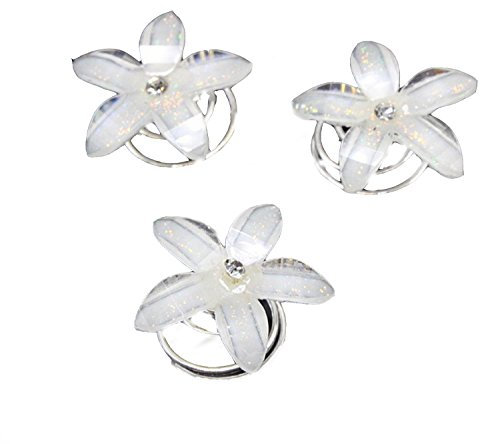 12 Stück Curlies Haarschmuck Blume Strass Perlen Hochzeit Kommunion Braut Taufe