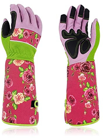 QEES Gartenhandschuhe für Damen, Dornschutz, mit 37 cm langen Ärmeln, zum Schutz Ihrer Arme bis zum Ellenbogen