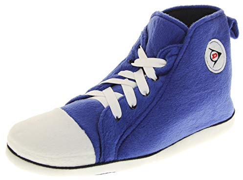 Dunlop Mens High Top Sneaker Warm Fleece Novelty Slippers Trainer Slipper Boots Blue Size UK 12 (XL)