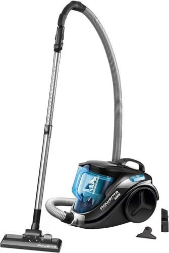Rowenta Aspirateur sans sac (très faible consommation d'énergie à puissance élevée, volume de poussière 1,5 L, accessoires intégrés) Bleu/noir Staubsauger Beige, noir.