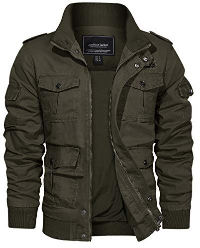 EKLENTSON Military Coats for Men Camping Windbreaker Cotton Winter Tactical Jakcet with 7 Pockets Army Green,L
