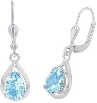 Amor Ohrhänger 925 Sterling Silber Damen Ohrschmuck, mit Aquamarin synth., 2,5 cm, Silber, Kommt in Schmuck Geschenk Box, 2017160