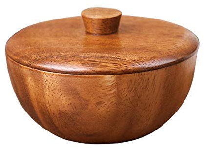 Demarkt Saladier en bois avec couvercle, assiette à fruits, récipient à épices en bois pour la maison