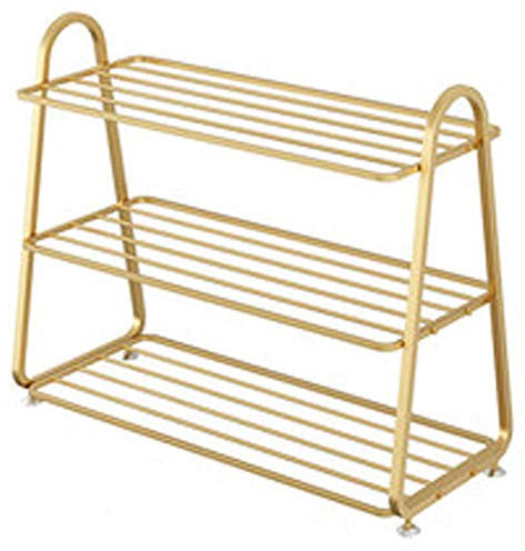 Nordische Minimalistische Schuhregal Einfache Tür Licht Luxus Aufbewahrungsartefakt Haushalt Wirtschaftlich Gut Aussehende Mehrschichtige Staubdichte Schuhschrank(Size:Drei Schichten,Color:Gold)