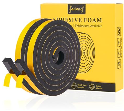 fowong Joint Isolation Fenêtre - Joint Adhésif en Mousse pour Porte Entrée - 12 mm(W) x 10 mm(T) - Joint Anti Froid et Isolation Phonique - Résistant à l'Intempérie