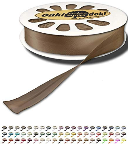 Sandras-Bastelladen Schrägband/Einfassband Satin gefalzt 20m x 20mm 942-Braun Grau