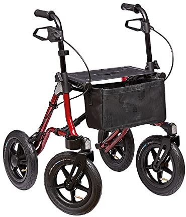 TAiMA XC Outdoor 4-Rad Rollator | Rollator für Senioren | Rollator mit Sitz | Klappbarer Rollator | Rollator mit Rollen | Rollator 4 aufblasbare Räder