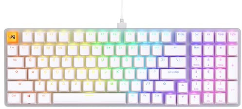 Glorious Gaming GMMK 2 Full Size (96%) – Mechanisches Gaming-Keyboard, Aluminiumrahmen, anpassbar, Doubleshot-Kappen, Fox Schalter, tastenweise RGB, Amerikanisch QWERTY Layout - Weiß