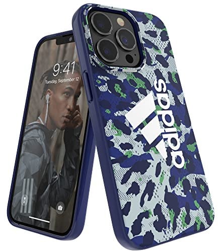 adidas Sports Compatible with iPhone 13 Pro Case, 6.1 inches, Drop Tested Cases, Shockproof Raised Edges, Premium Protective Snap Case Cover, Mint Leopard