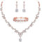EVER FAITH Parure Gioielli Donna, Matrimonio Jewelry Set per Zirconia cubica Moda Collana con Foglia Floreale Ciondola Orecchini Bracciale Tennis Rose Oro-Fondo