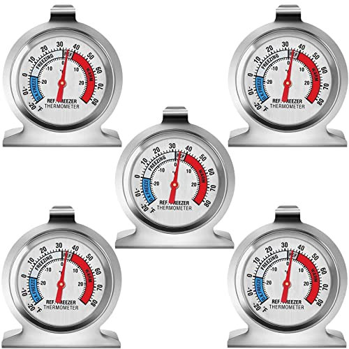 Kühlschrank-Thermometer, große Zifferblatt Gefrierschrank Kühlschrank Thermometer, klassische Serie Temperatur-Thermometer für Kühlschrank Gefrierschrank Kühlschrank Kühler (5Pack)