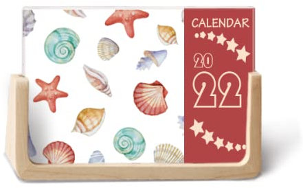 Tischkalender 2022, Motiv: bunte Jakobsmuscheln, 12 Monate