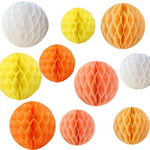 YLY's love Papier Wabenball Dekoration 10er 20cm 25cm Papier Honeycomb Balls pompom Deko zum Aufhängen Seidenpapier schöne Dekor für Geburtstag Hochzeitsfest Feier Party Wohnungdeko (Set-1)