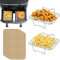 2Stücke 304 Edelstahl Heißluftfritteuse Grillrost mit 100 Stücke Backpapier kompatibel mit Ninja Foodi AF300EU AF400EU, Dehydrate Rack Set Dual Zone Air Fryer, Blätter