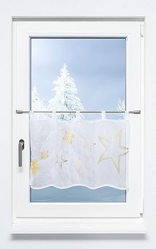 LYSEL Scheibengardine Weihnachtssterne (Bx H) 120cm * 45cm gelb/goldgelb