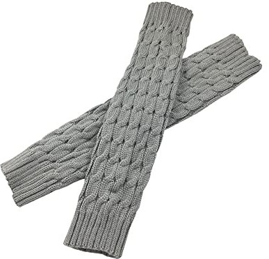 FSSTUD Winter Knitted Leg Warmers Crochet Long Boot Socks Warm Boot Toppers High Knee Leg Warmers Ribbed Knit Leg Socks for Women Lady Girls Light Grey