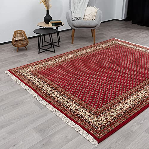 Steffensmeier Orientteppich Mir fein | Beste Schurwolle | Orientalisch | Rot, Handgeknüpft, Größe: 80x400 cm