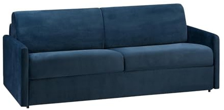 Vente-unique-Schlafsofa 4-Sitzer - Liegefläche: 160 cm - Matratzenhöhe: 18 cm - Samt - Dunkelblau - CALIFE