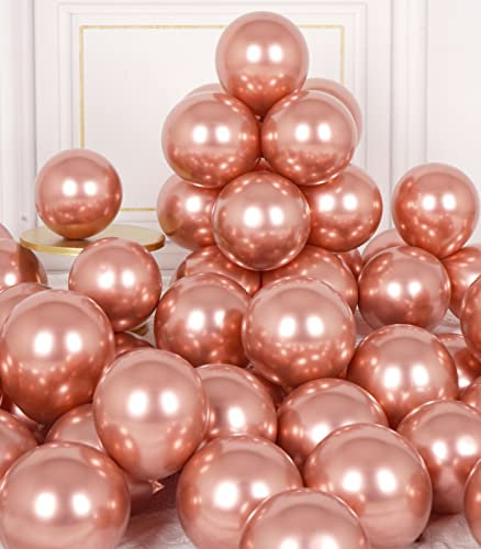 AULE Palloncini Piccoli Oro Rosa: 50 Pezzi 13 cm Rosa Gold Palloncino Metallizzati Piccoli Oro Rosa Cromati Rosa Antico Lattice Bambina Compleanno Matrimonio Addio al Nubilato Decorazioni