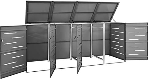 Keketa Homgoday Gartenabfalltonnenbox Anthrazit - Verzinkter Stahl & Edelstahl - 276,5 x 77,5 x 112,5 cm - für Ordnung und Sicherheit Model149557