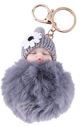Toyvian Porte-clés Peluche Garçon Fille Anneau Porte-clés Pendentif Décoratif Pour Voiture Sacs Cadeaux Pour Garçon Fille Gris