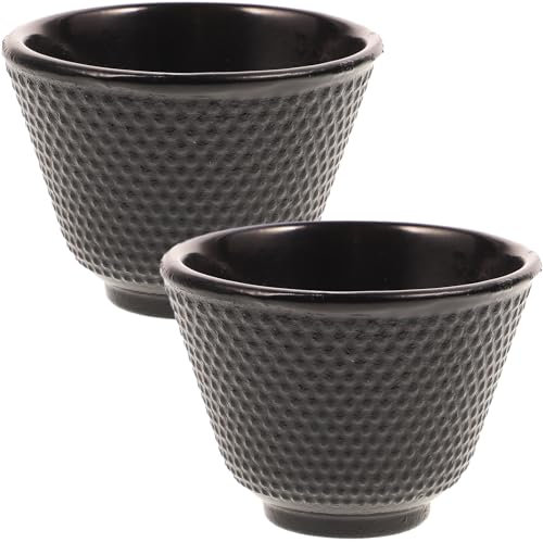 Luxshiny Cast Iron Tea Cups - 2pcs Retro Style Kung Fu Teaware for Home, Dining Room, Office & Restaurants (2.36X2.36X1.89inch)