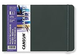 CANSON Graduate Book Skizzenbuch, feine Körnung, 200 g/m², Sketchbook Hardcover, 21,6 x 14 cm, Weiß, 72 Blatt