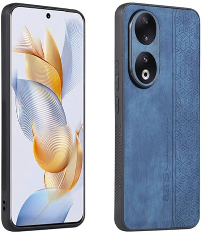 XINYEXIN Cover per Honor 90 5G, Custodia Protettiva in Pelle Ultrasottile Antiscivolo e Antiurto, Stile Retrò Bumper Case Backcover - Blu