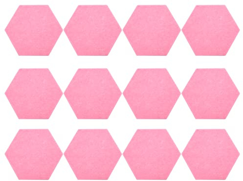 UPQRSG 12 Pièces Panneaux Acoustiques, Panneaux de Mousse Insonorisés de Conception Hexagonale Ignifuges en Fibre de Polyester, Mousse Acoustique Pratique de Réduction Du Bruit(Rose)