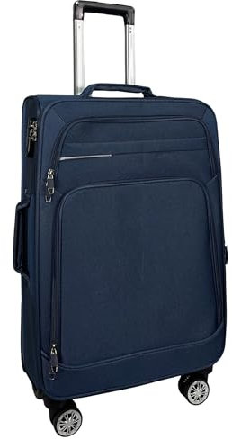 MY TRAVEL BAG Stoff Reisekoffer Trolley Erweiterbar mit Zwillingsrollen (M/L/XL/XXL oder 4er Set) Weichgepäck (Blau, Handgepäck (55cm))