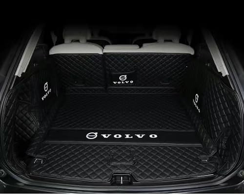 Auto Leder Kofferraummatten für Volvo XC40 C40 Recharge 2018-2024 Vollabdeckung Kofferraumwanne Wasserdichtes Kofferraum Schutzmatte Innenraum ZubehöR,Black Style