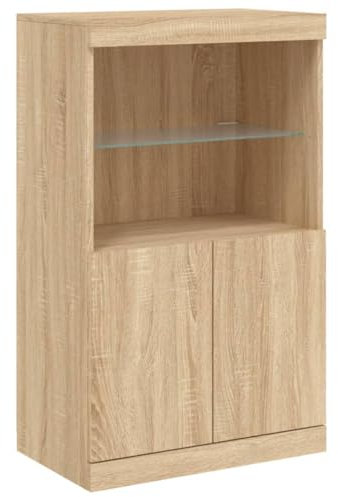 vidaXL Buffet avec Lumières LED, Armoire Latérale de Rangement, Organisateur de Salon Salle de Séjour Maison Intérieur, Moderne, Chêne Sonoma