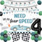 Racing 4. Geburtstag Party-Dekorationen, brauchen für Speed Backdrop, Racing Car Geburtstag Banner, Nummer 4 karierten Folienballon für Jungen Vintage Race Car Thema 4 Jahre alt Party-Dekorationen