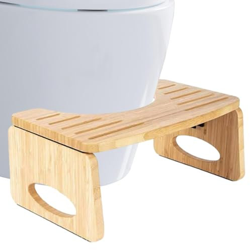 Sghtil Tabouret de Toilettes Pliable en Bois | Accroupisseur Physiologique en Bois | Repose Pieds Repliable pour WC | Marchepied Anti