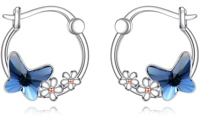 Schmetterling Ohrringe für Damen 925 Sterling Silber Schmetterling Creolen Ohrringe für Mädchen Schmetterling Schmuck Geschenk