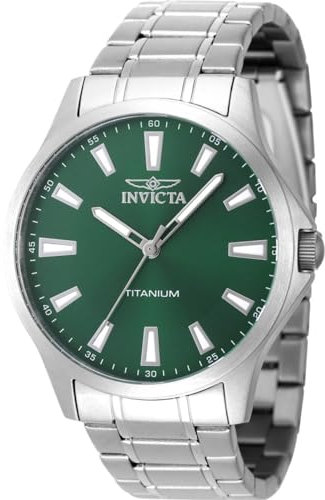 Invicta TI-22 47518 Herren Uhr - Wasserdicht - Analog - Quarzuhrwerk - Titanium mit grünen zifferblat - 43mm