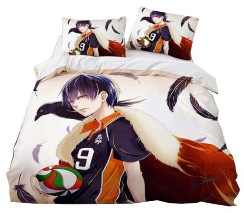 HQMOMO Anime Bettwäsche-Set 135 X 200,Bettbezug Für Jungen,Valleyball Team,Kopfkissenbezug,Reißverschluss Kissenbezug,deko Teenager Zimmer (D,90x200+75x50cm)