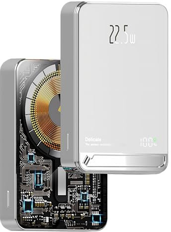 PULSE® Neue Magnetische Externe Batterie 10 000 mAh - Schnelles Aufladen für iPhone und Samsung - Kompatibel mit MagSafe und Induktion - LED-Anzeige - Kompaktes und Leichtes Design