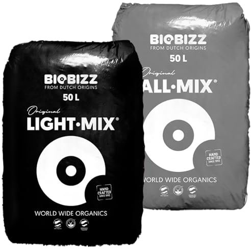 Biobizz Lightmix 50L & Biobizz Allmix 50L im Set – 100L Premium Bio-Erde für optimales Pflanzenwachstum – Organische All Mix & Light Mix Erde Anzucht Wachstum, Grow Erde