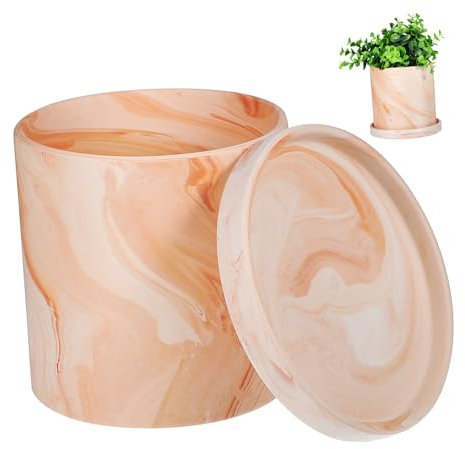 ANDRESLAD Maceta De Terracota con Plato y Drenaje para Suculentas y Plantas Diseño Simple y Versátil para Decoración Interior y Exterior