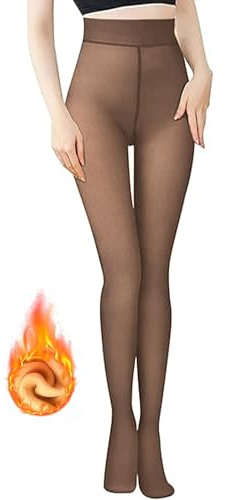 Lnmyic Thermo Strumpfhose Damen Strumpfhosen Winter Gefütterte Strumpfhose Thermostrumpfhose Warme (DE/NL/SE/PL, Alphanumerisch, L, XL, Regular, Regular, Kaffee Durchsichtig,320g, für -5~10 ℃)