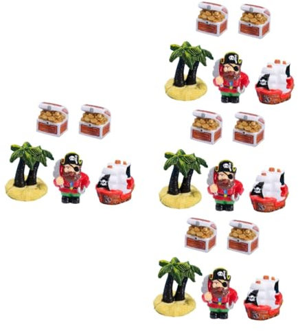 Warmhm 4 Sets Piraten Ornamente Mini Strandfiguren Puppenhaus Piraten Dekoration Miniatur Strandfiguren Miniatur Menschenfiguren Piraten Partyzubehör Partydekorationen