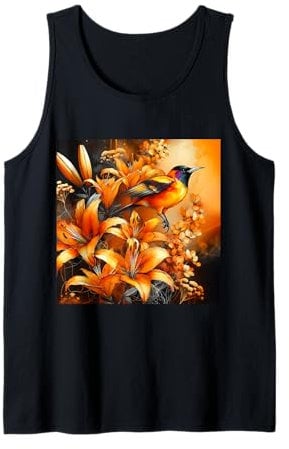 Fantasy Cute Bird Orange Lilien Tank Top